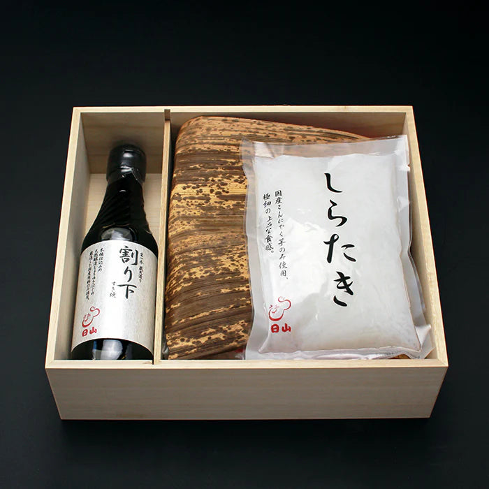 すき焼用：国産黒毛和牛（肩ロース）極み割り下、しらたき付き【折詰】450g | 精肉 日山